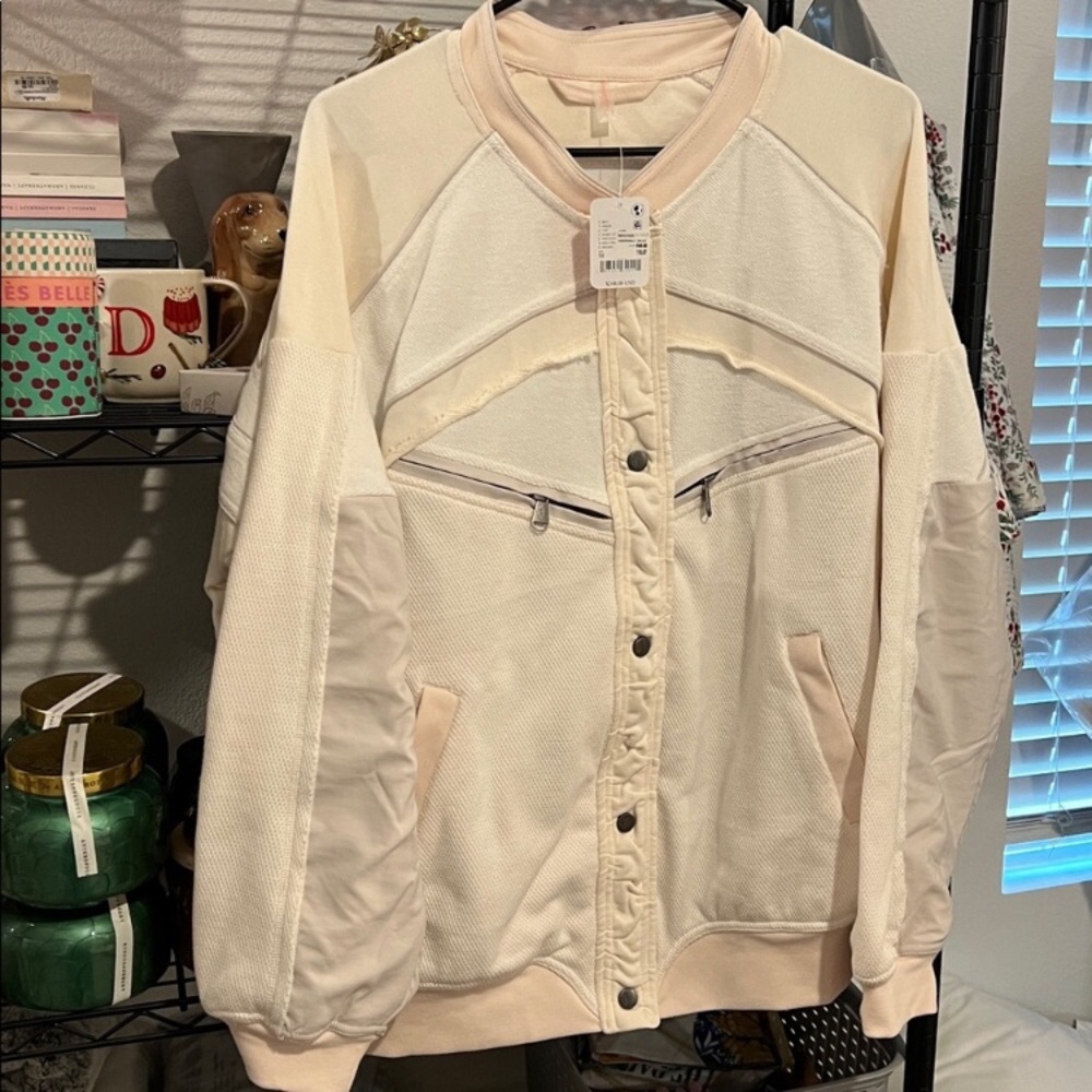 Free People! FP Movement Extra Innings Cardi In Ivory Combo NWT! - Picture 12 of 14